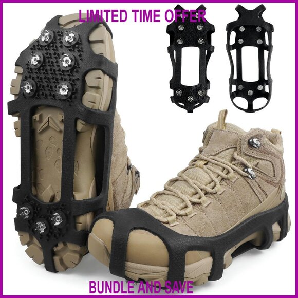 Shoes - Ice Cleats Snow Grips Traction Spikes Stretchable Rubber Overshoes
